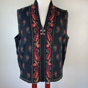 Icelandic Design Wool Blend Full Zip Vest L EUC